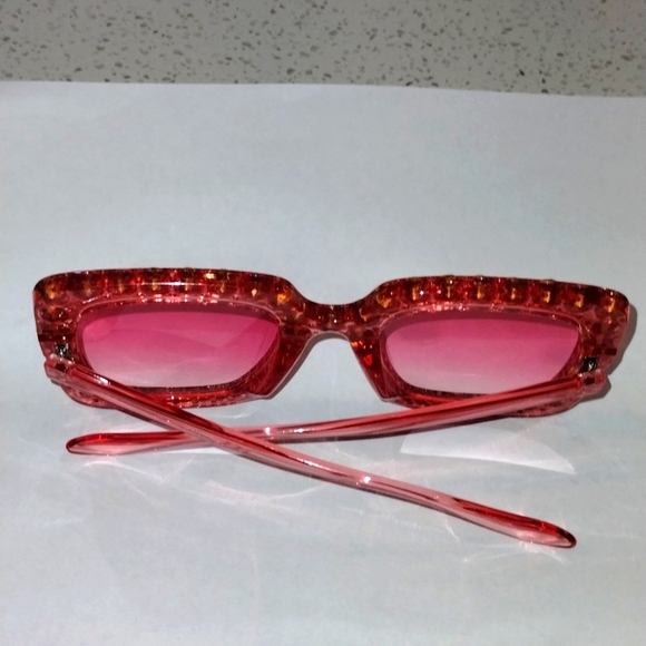 New Oversized Square Bedazzled Sunglasses - PINK (NWOT) - Picture 5 of 6